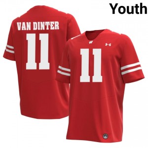 Red Carson Van Dinter #11 Wisconsin Youth Jersey | Badger Nation Football Apparel 88863623