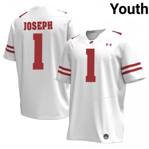 Colton Joseph Wisconsin #1 Jersey | Official Badgers White Youth Player Football Uniform 94287304