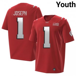 Wisconsin Colton Joseph Youth 2026 Jersey | #1 Red NCAA Football Gear 18958506