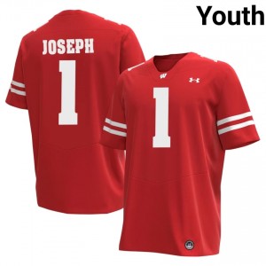 Red Colton Joseph #1 Wisconsin Youth Jersey | Badger Nation Football Apparel 88326621