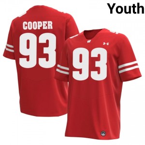 Red DeNigel Cooper #93 Wisconsin Youth Jersey | Badger Nation Football Apparel 49951387