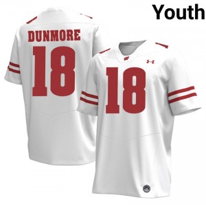 Donovan Dunmore Wisconsin #18 Jersey | Official Badgers White Youth NCAA Football Uniform 97388276