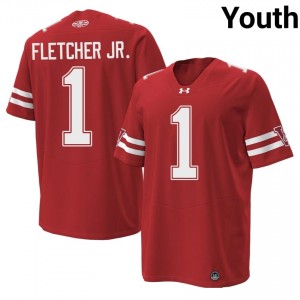 Authentic Eric Fletcher Jr. #1 Wisconsin Badgers Football 1980 Throwback Jersey | Red Youth University Edition 53447560