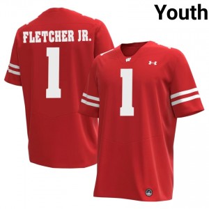 Red Eric Fletcher Jr. #1 Wisconsin Youth Jersey | Badger Nation Football Apparel 12276094