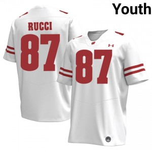 Hayden Rucci Wisconsin #87 Jersey | Official Badgers White Youth Player Football Uniform 28761179