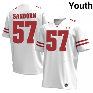 Jack Sanborn Wisconsin #57 Jersey | Official Badgers White Youth College Football Uniform 52633340