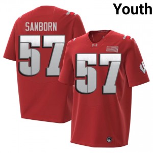 Badgers Jack Sanborn Youth 2026 Jersey | #57 Red High School Football Gear 13779724
