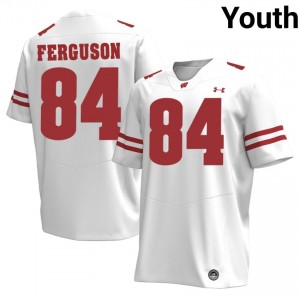 Jake Ferguson Wisconsin #84 Jersey | Official Badgers White Youth NCAA Football Uniform 69134453