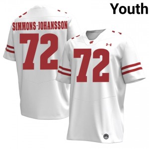 Lucas Simmons-Johansson Wisconsin #72 Jersey | Official Badgers White Youth Player Football Uniform 35451737