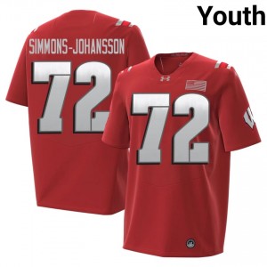 Wisconsin Lucas Simmons-Johansson Youth 2026 Jersey | #72 Red NCAA Football Gear 23566133