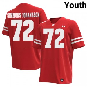 Red Lucas Simmons-Johansson #72 Wisconsin Youth Jersey | Badger Nation Football Apparel 10894909