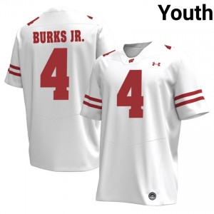 Marvin Burks Jr. Wisconsin #4 Jersey | Official Badgers White Youth High School Football Uniform 18955187