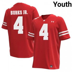 Red Marvin Burks Jr. #4 Wisconsin Youth Jersey | Badger Nation Football Apparel 79184958