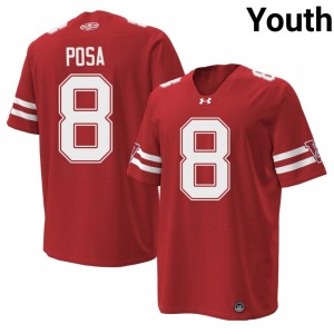Authentic Mason Posa #8 Wisconsin Badgers Football 1980 Throwback Jersey | Red Youth University Edition 69642849
