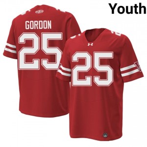 Authentic Melvin Gordon #25 Badgers Football 1980 Throwback Jersey | Red Youth High School Edition 61551413