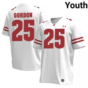 Melvin Gordon Wisconsin #25 Jersey | Official Badgers White Youth NCAA Football Uniform 23017491