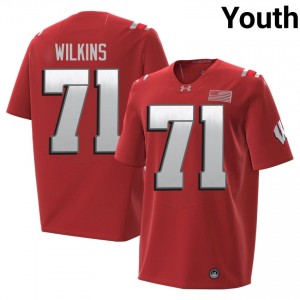 UW Badgers PJ Wilkins Youth 2026 Jersey | #71 Red Player Football Gear 96837160