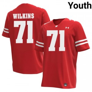 Red PJ Wilkins #71 Wisconsin Youth Jersey | Badger Nation Football Apparel 16315373