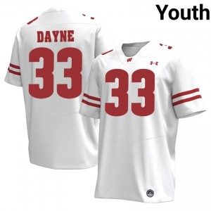 Ron Dayne Wisconsin #33 Jersey | Official Badgers White Youth High School Football Uniform 86018554