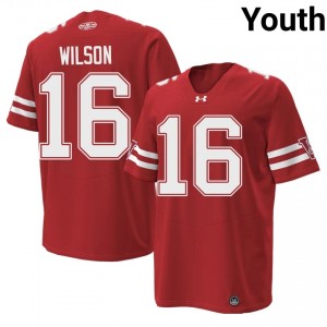 Authentic Russell Wilson #16 UW Badgers Football 1980 Throwback Jersey | Red Youth Player Edition 65897529