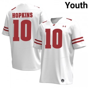 Ryan Hopkins Wisconsin #10 Jersey | Official Badgers White Youth NCAA Football Uniform 92724108