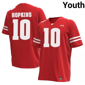Red Ryan Hopkins #10 Wisconsin Youth Jersey | Badger Nation Football Apparel 21200874