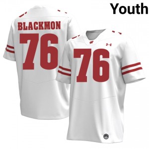 Stylz Blackmon Wisconsin #76 Jersey | Official Badgers White Youth NCAA Football Uniform 59256426