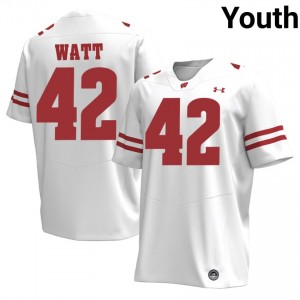 T.J. Watt Wisconsin #42 Jersey | Official Badgers White Youth High School Football Uniform 76174808