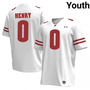 Tyrell Henry Wisconsin #0 Jersey | Official Badgers White Youth University Football Uniform 75837949