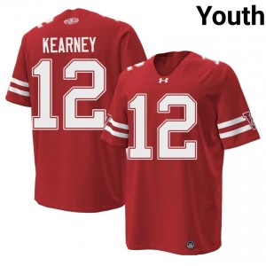 Authentic Zion Kearney #12 Wisconsin Badgers Football 1980 Throwback Jersey | Red Youth University Edition 93505097