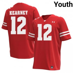 Red Zion Kearney #12 Wisconsin Youth Jersey | Badger Nation Football Apparel 97330626